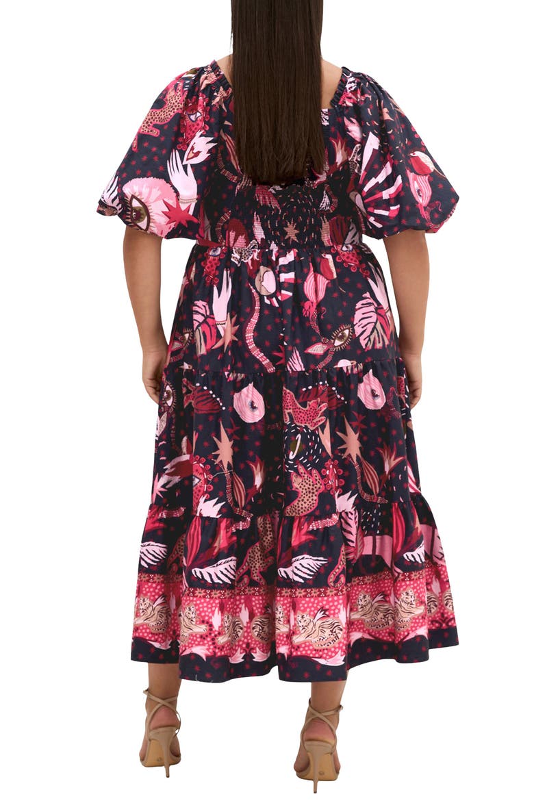 Simona Mixed Print Midi Dress