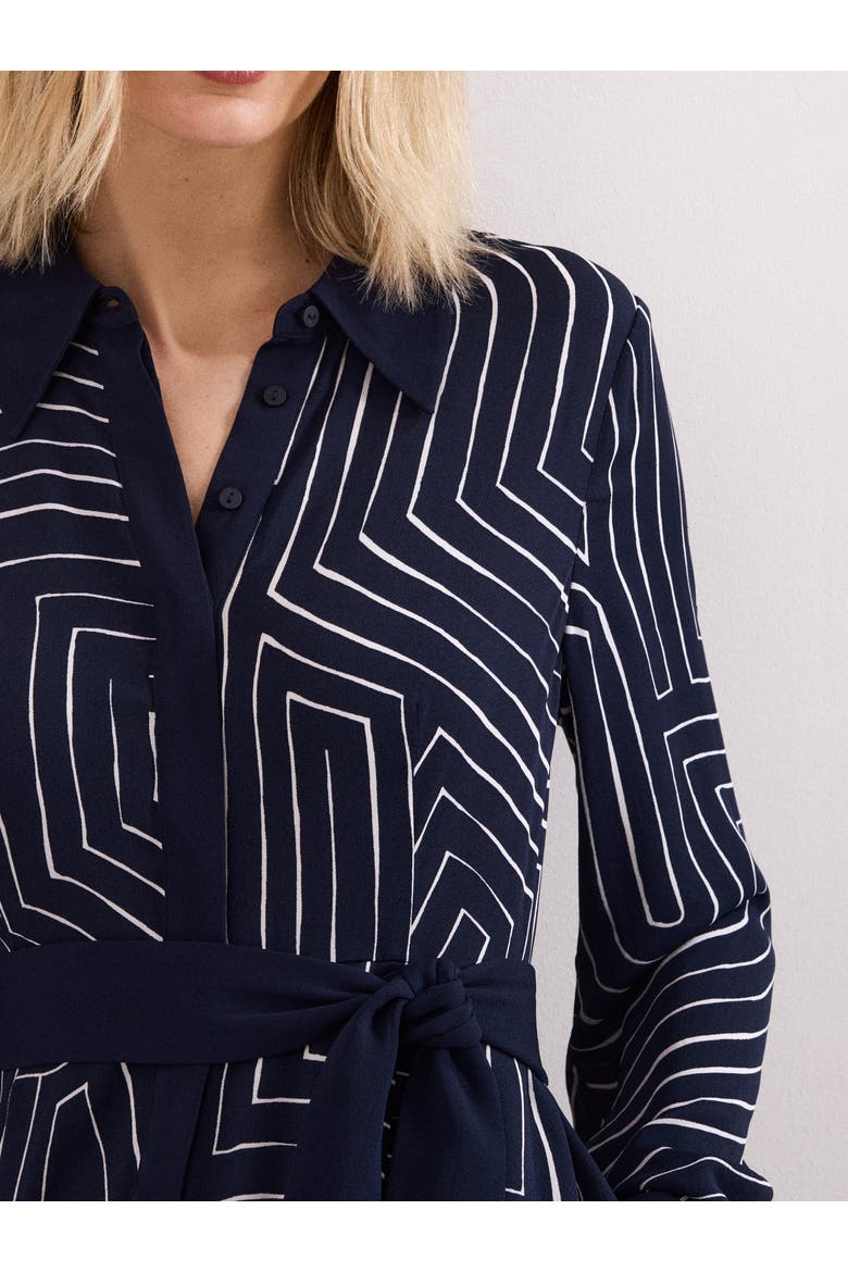 Charlotte Long-Sleeve Belted Midi Dress