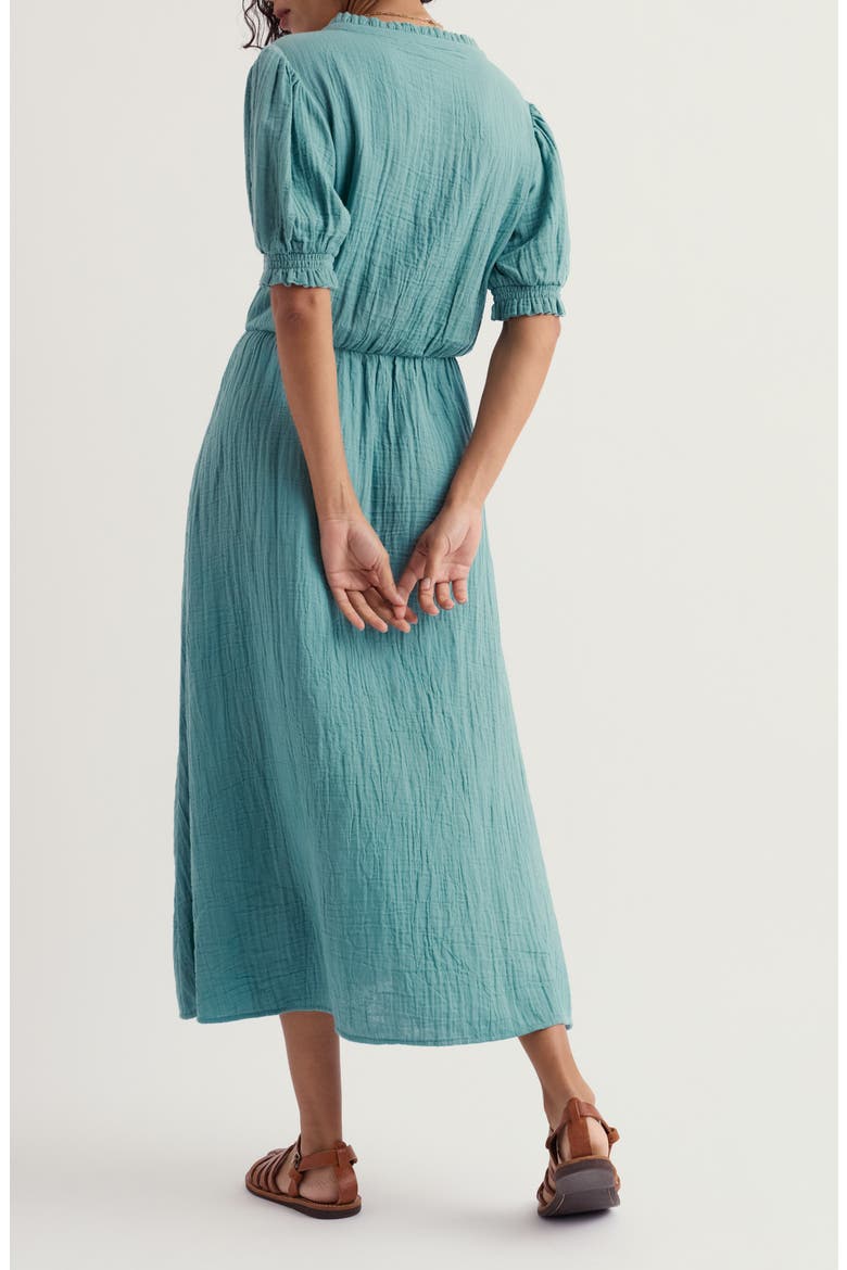 Shore Path Organic Cotton Gauze Midi Dress