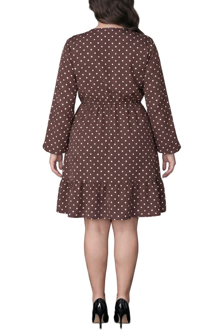 Polka Dot Ruffle Hem Long Sleeve Minidress