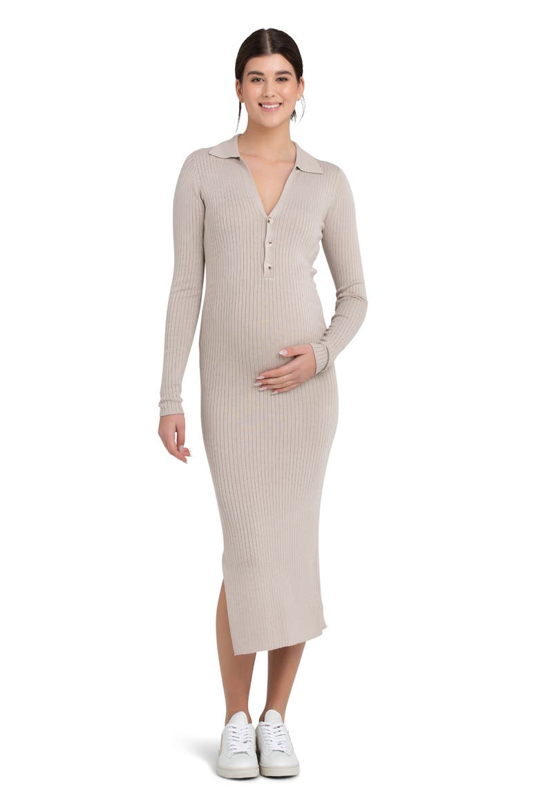 Sammy Rib Long Sleeve Maternity/Nursing Polo Dress