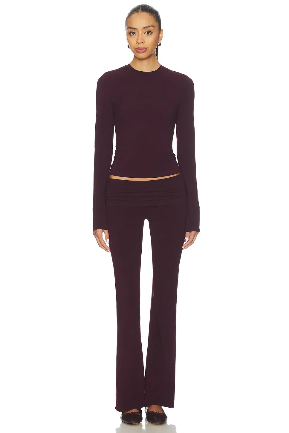 SKIMS Cotton Jersey Long Sleeve T-shirt in Currant - Image 4