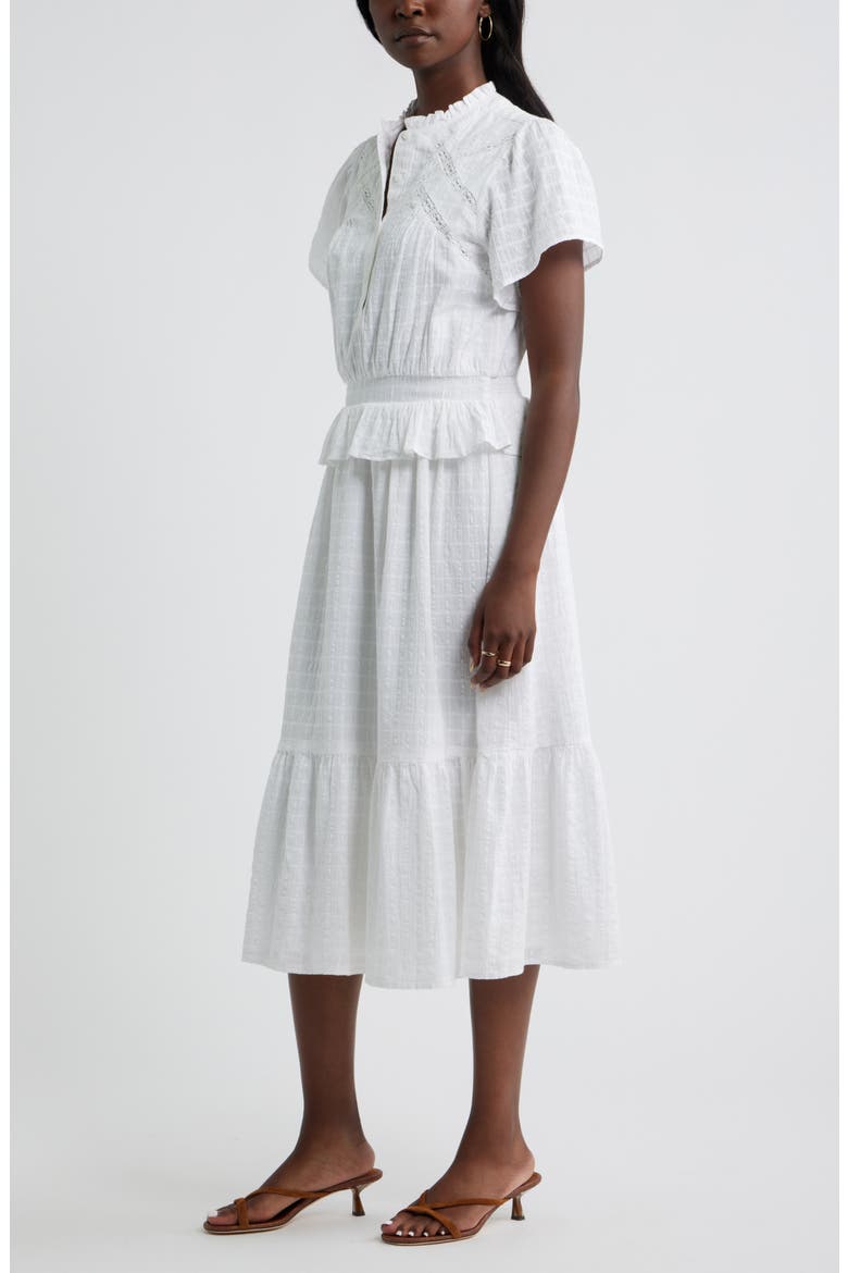 Lace Trim Peplum Midi Dress