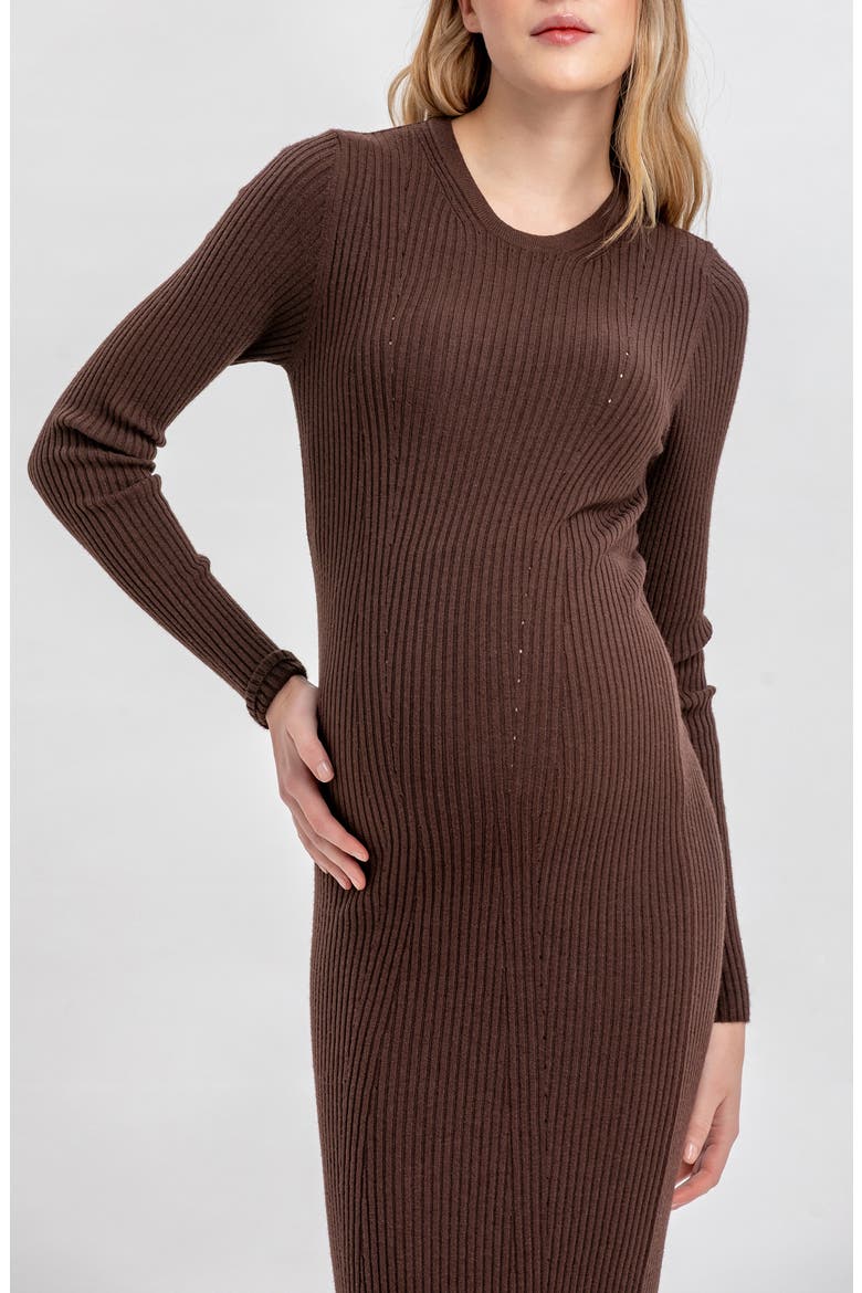 Stella Long Sleeve Rib Body-Con Maternity Dress