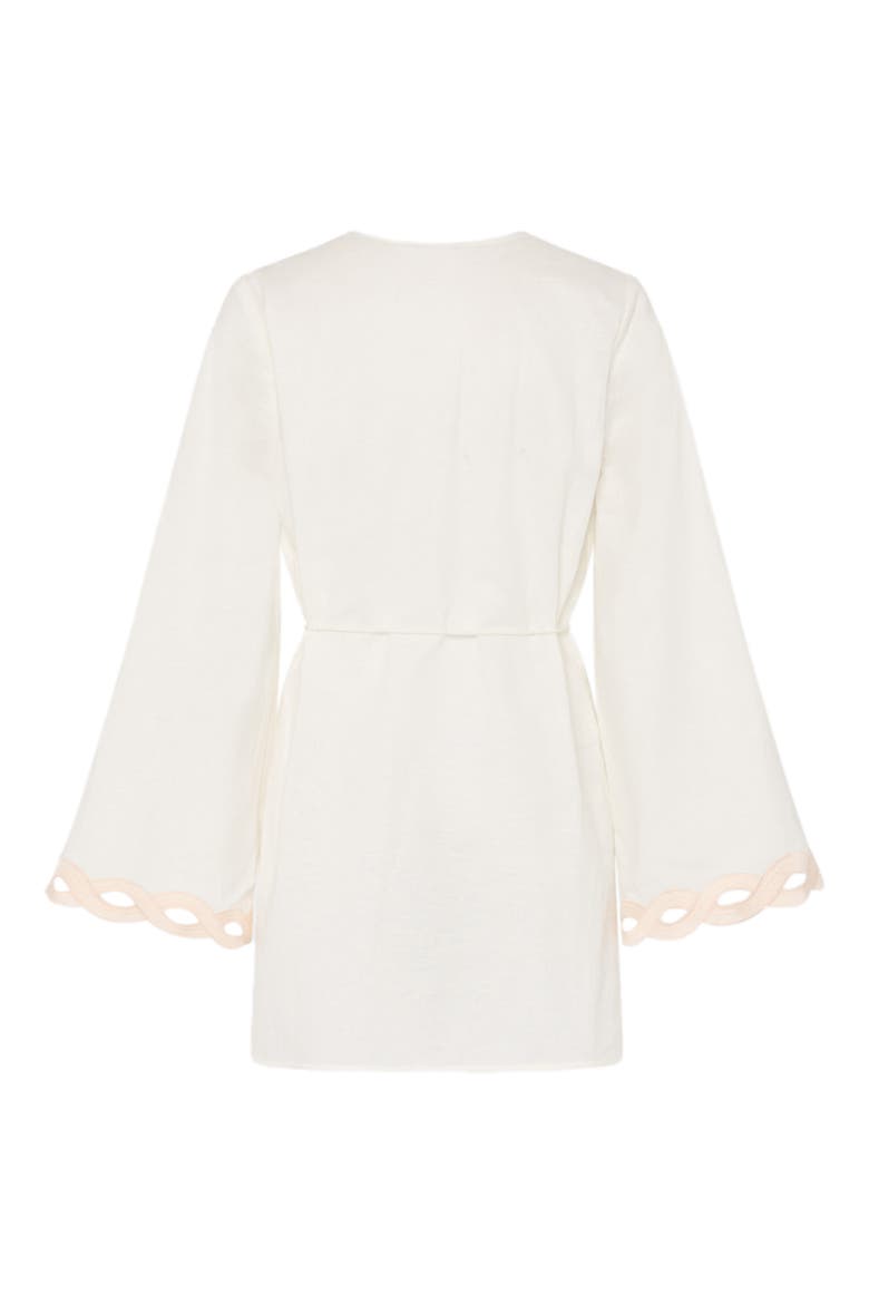 Embroidered Chain Long Sleeve Cotton & Lined Cover-Up Dress