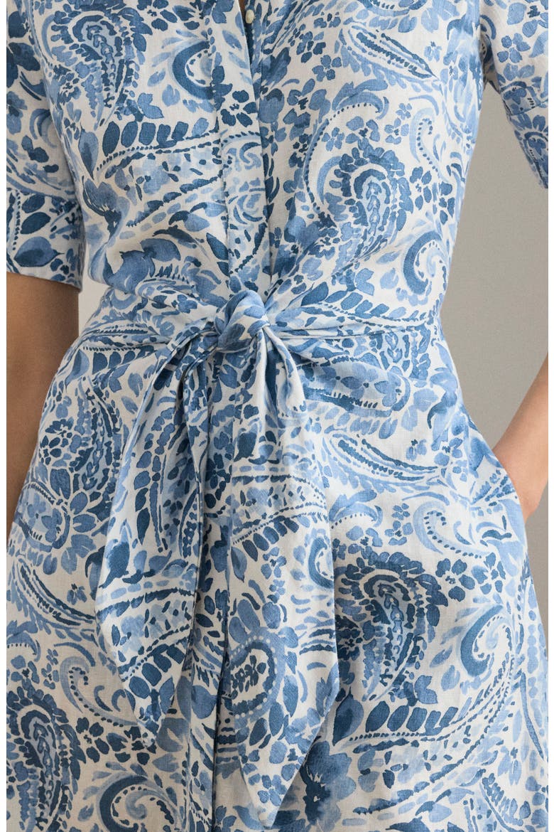 Paisley Print Linen Shirtdress