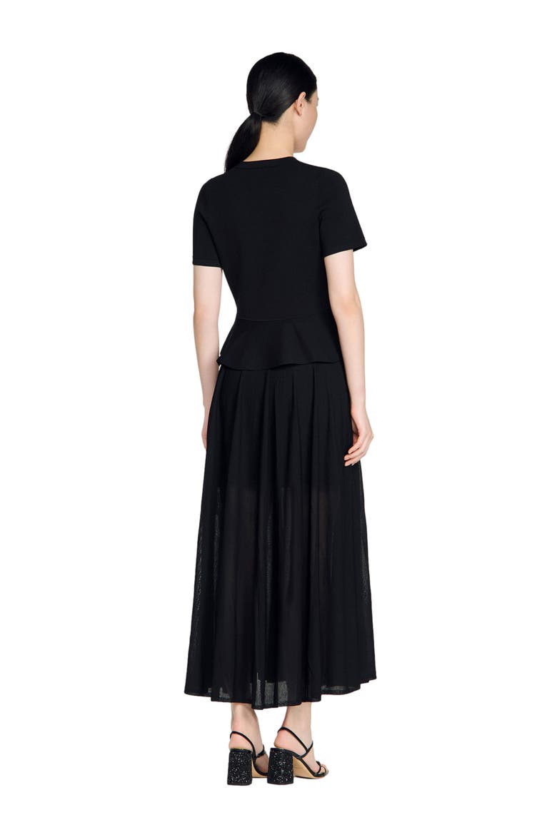 Knit maxi dress with peplum