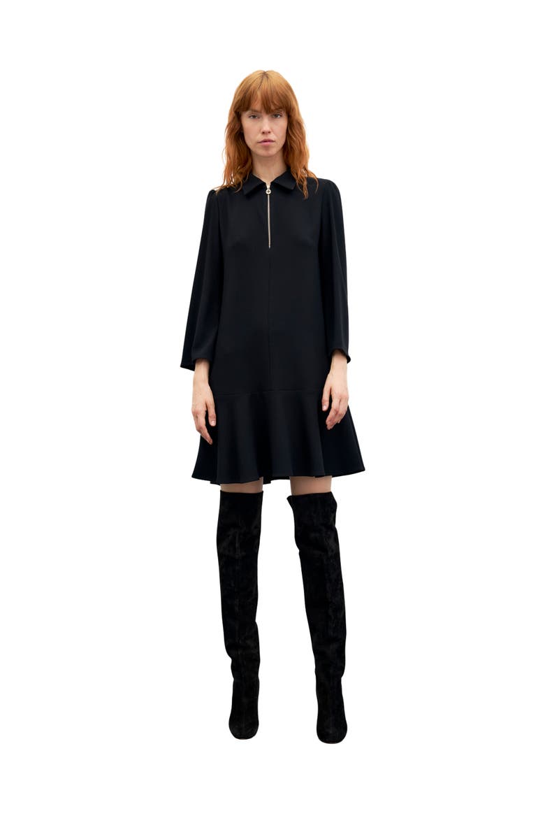 Carla Zip Front Crepe Mini Dress