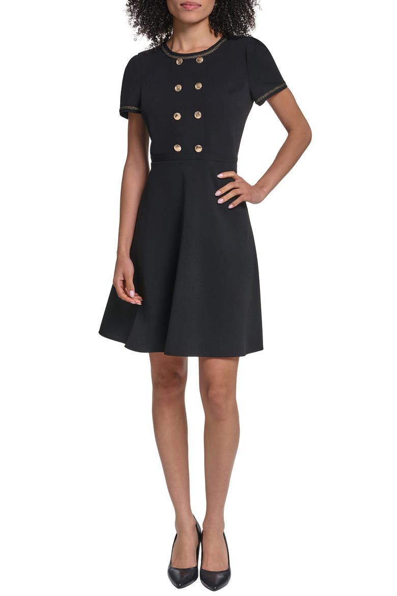 Metallic Detail Scuba Crepe Sheath Dress