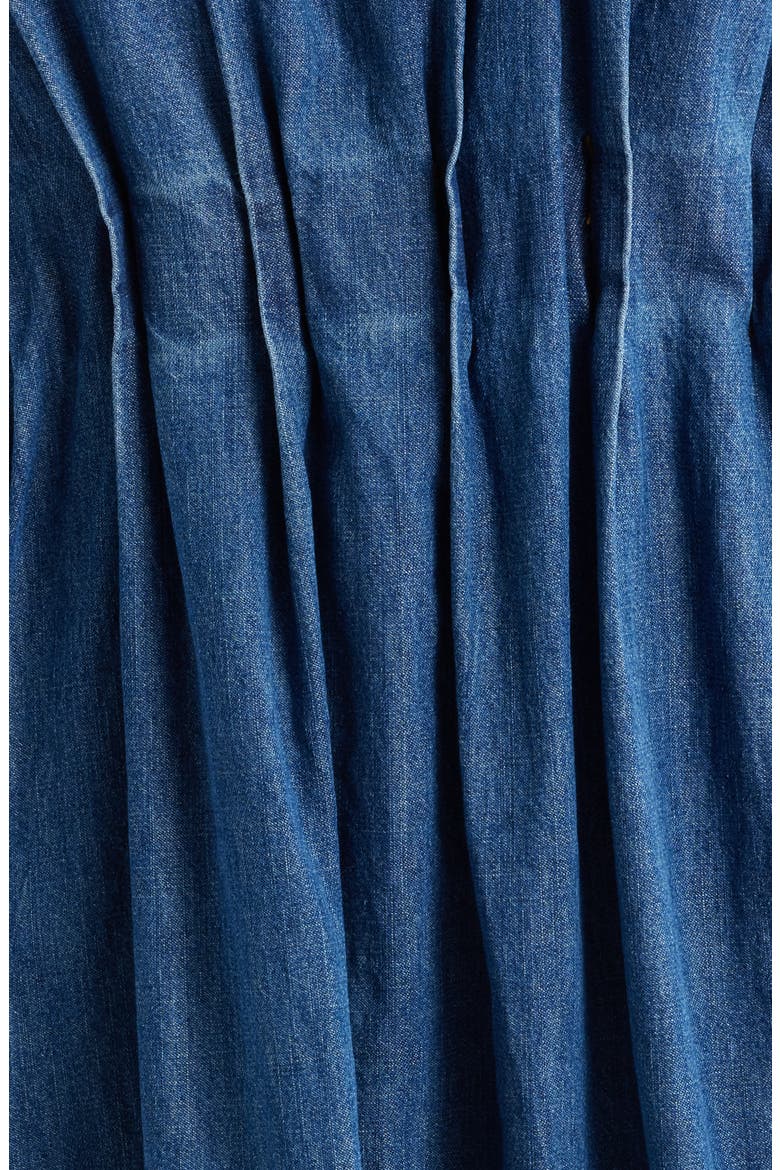 Pleat Detail Denim Midi Dress
