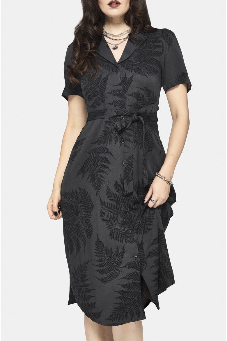 Ruin Fern Button Midi Shirt Dress