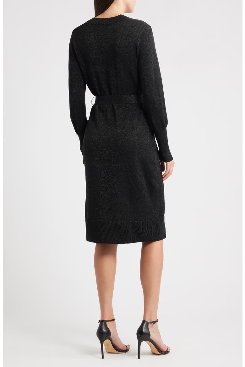 Russel Metallic Long Sleeve Sweater Dress