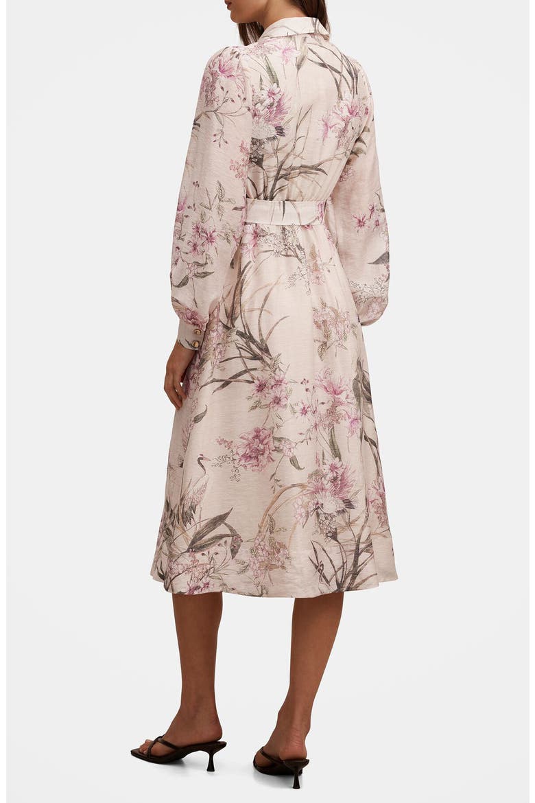Hazel Long Sleeve Floral Print Midi Shirtdress