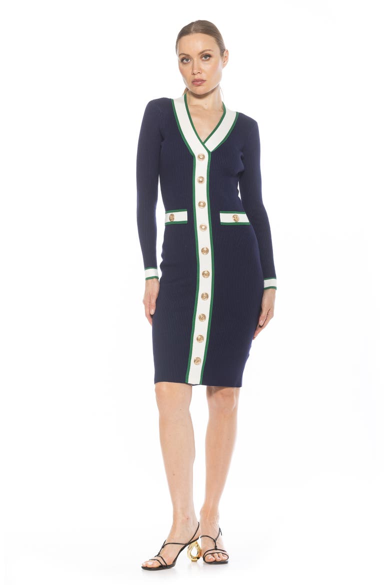 Janet Long Sleeve Ribbed Sweater Dress