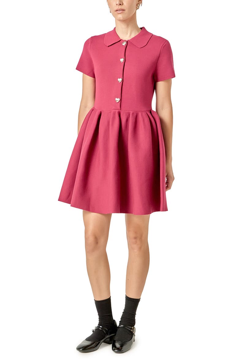 Heart Button Knit Minidress