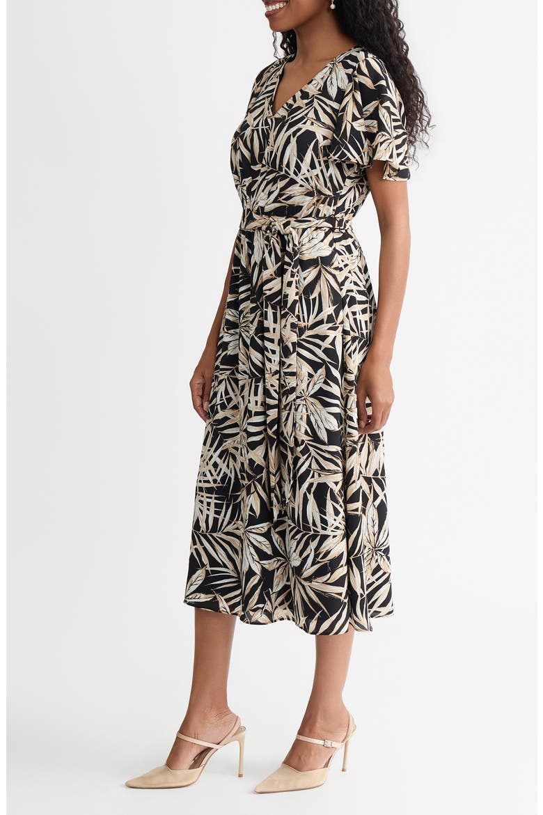 Print Flutter Sleeve Midi Dress