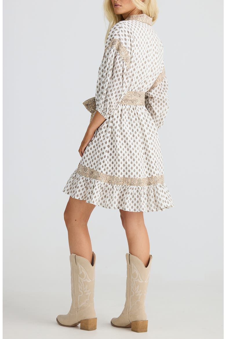 Echo Print Tie Waist Shirtdress