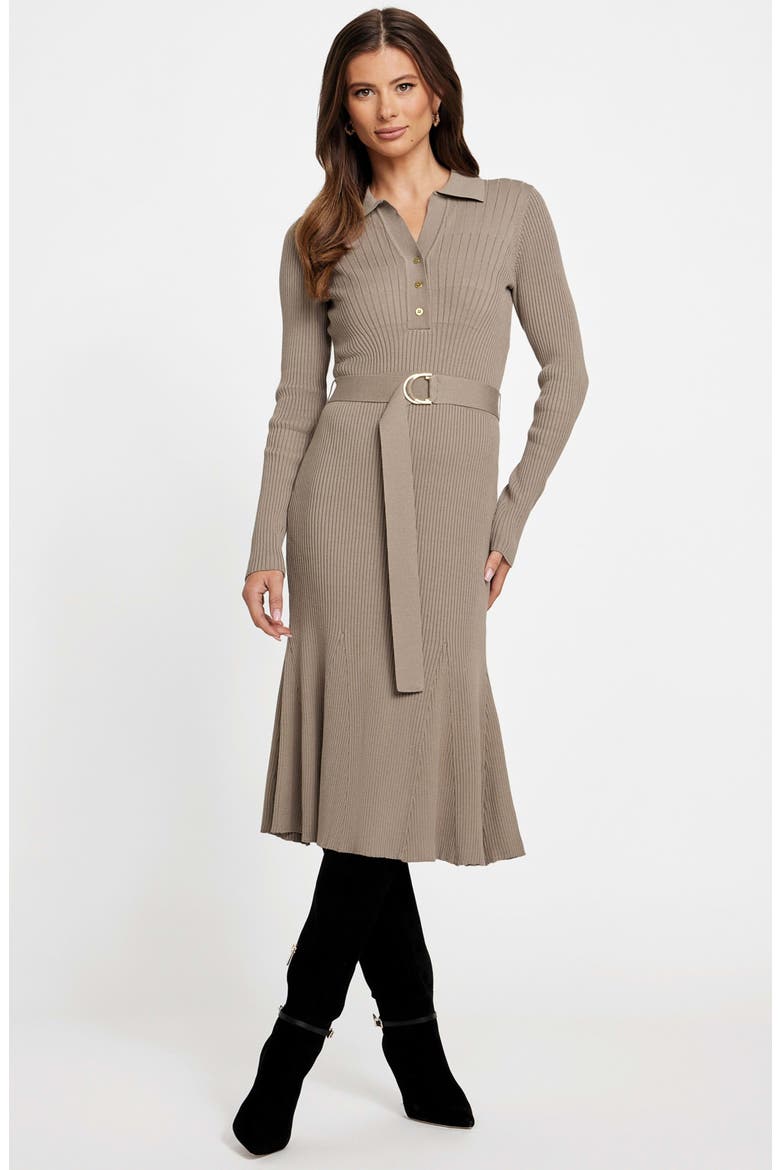 Agathe Rib Polo Midi Sweater Dress