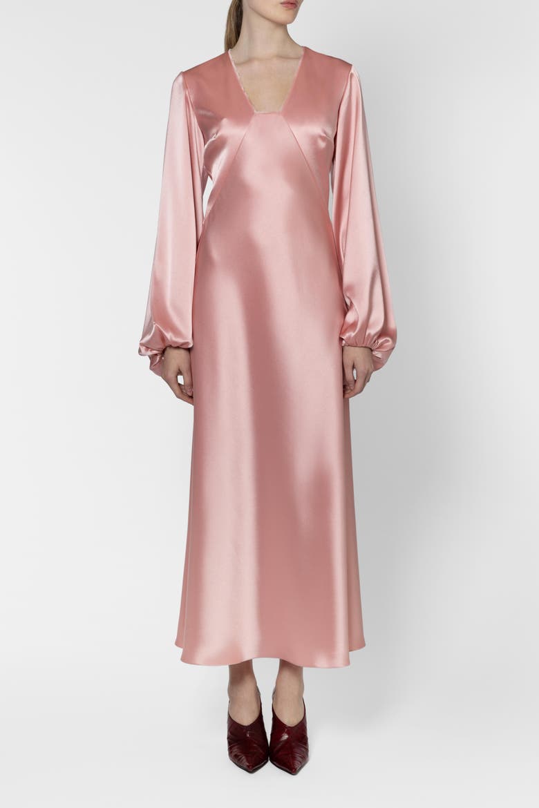 Amori Long Sleeve Satin Midi Dress