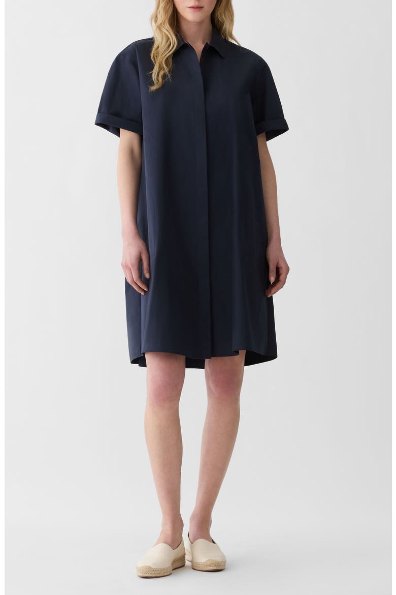 Pleated Organic Cotton Poplin Shirtdress