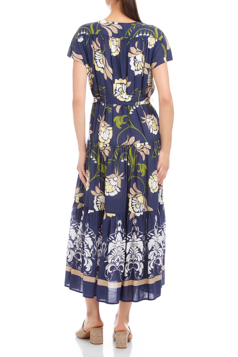 Tiered Tie Waist Midi Dress