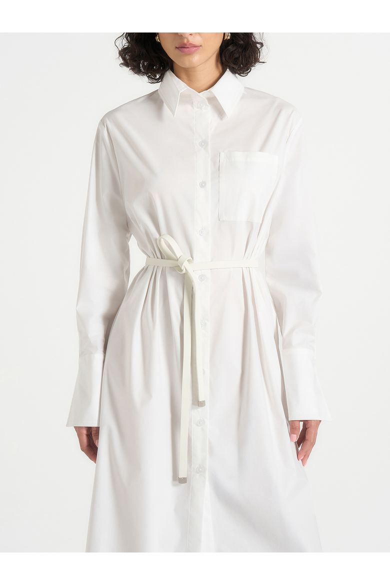 Isa Belted Cotton Midi Shirt Dress