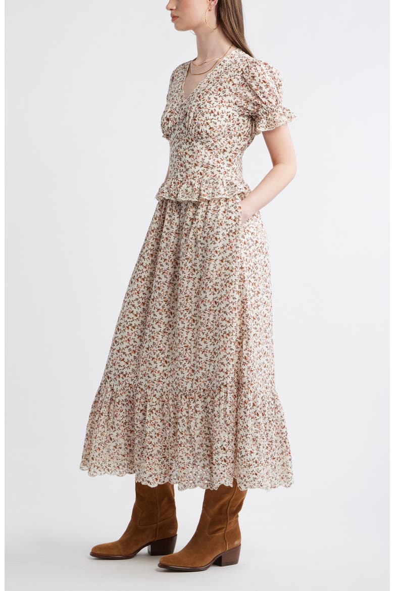 Cutwork Peplum Maxi Dress
