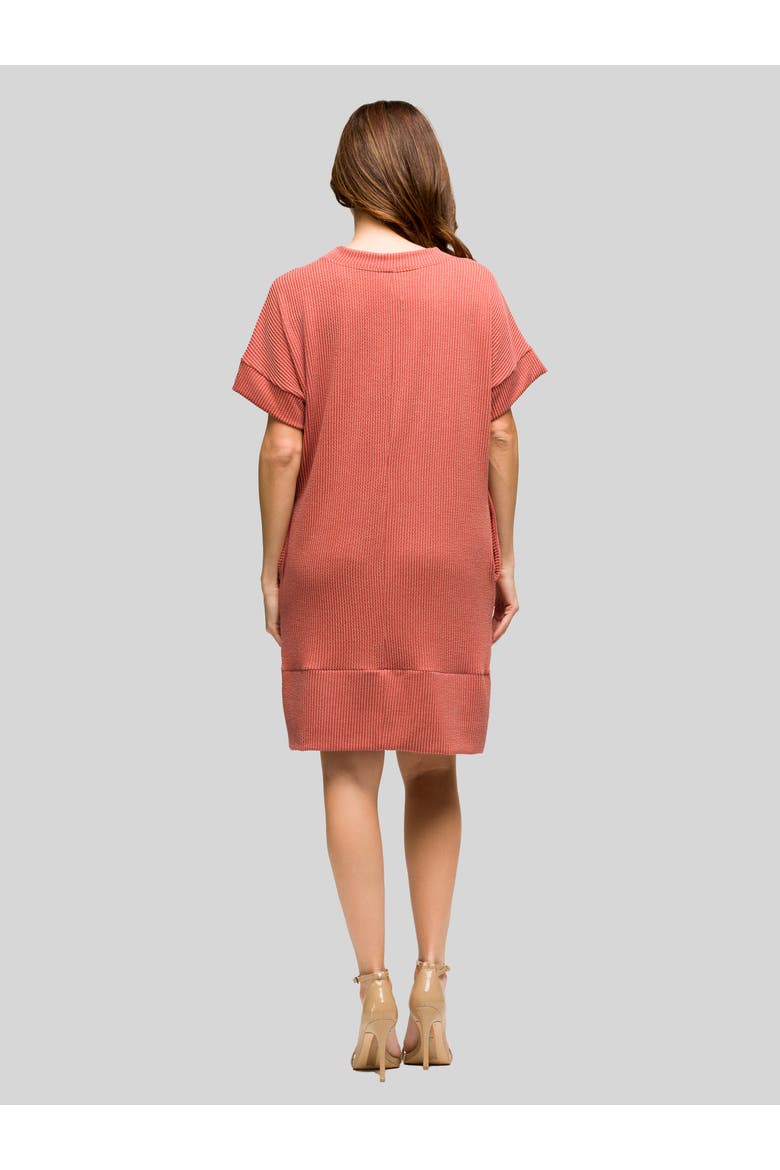 Womens Ribbed Knit V Neck Short Dolman Sleeve