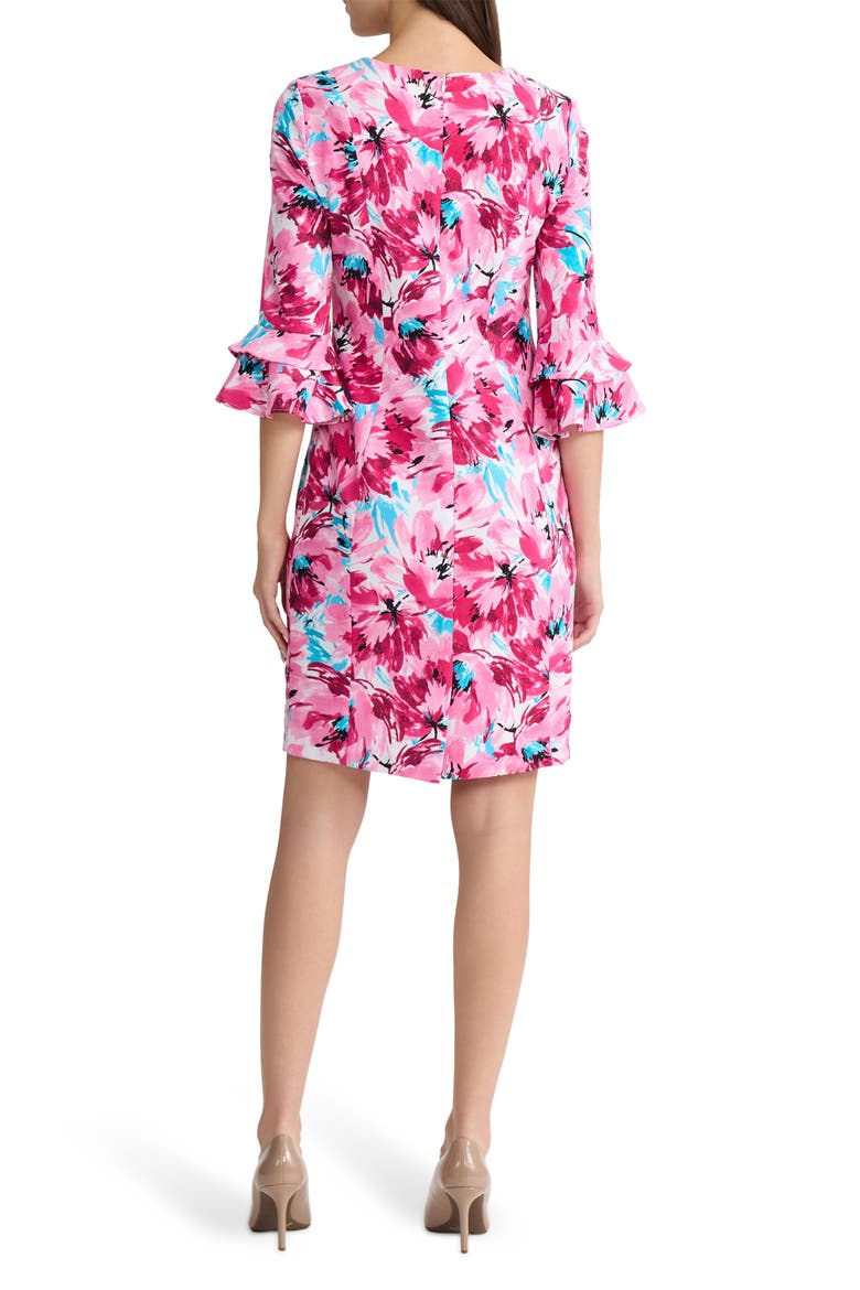 Flutter Sleeve Floral Sheath Dress