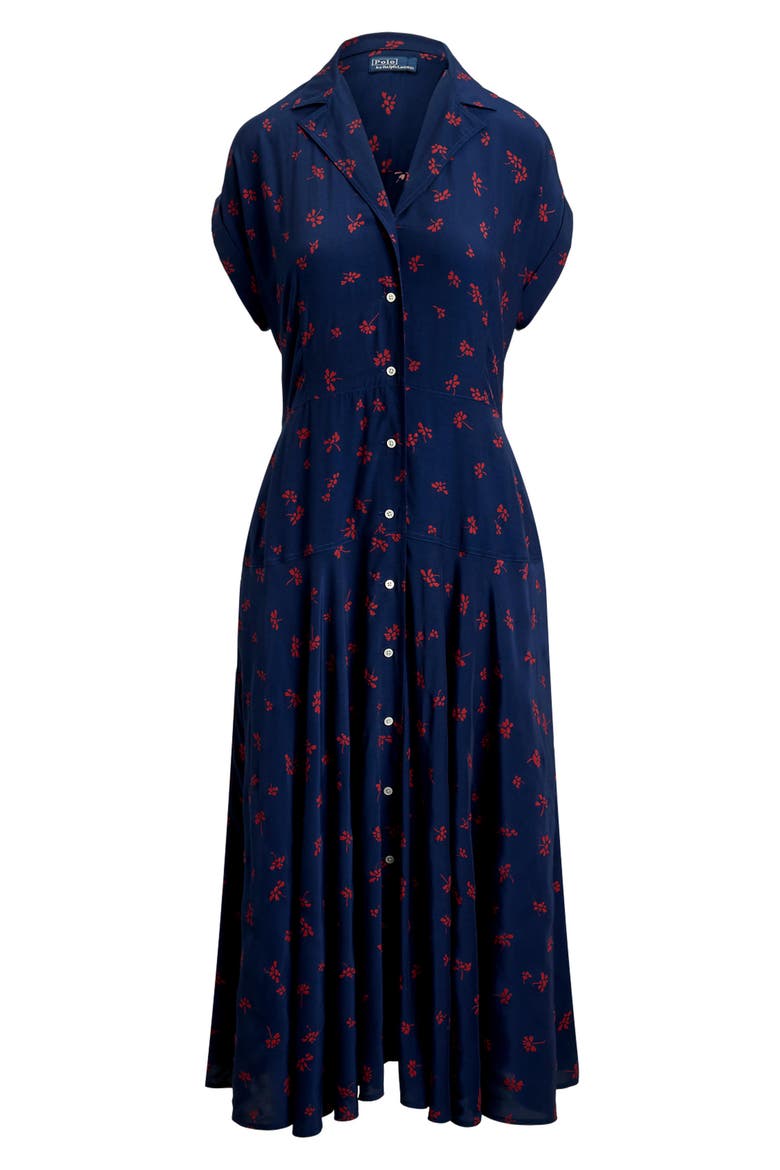 Floral Viscose Midi Shirt Dress