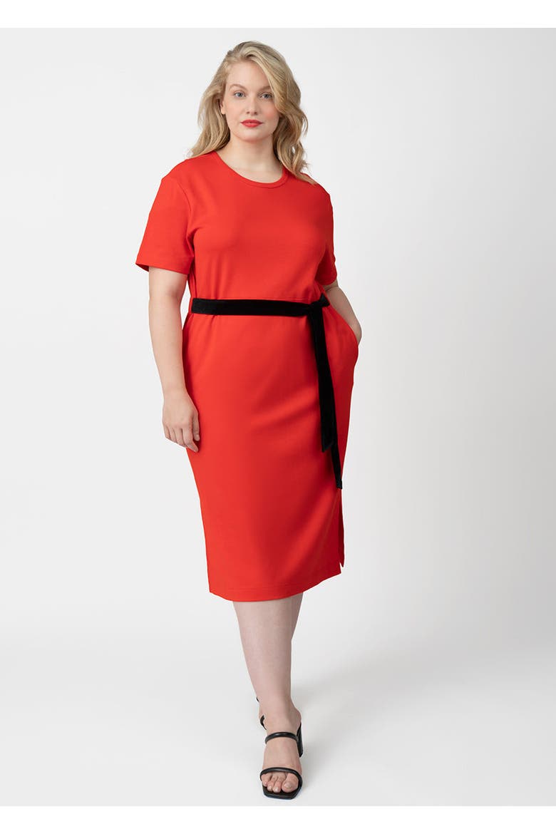 CoolROSE Luxe Midi Plus Size Dress with Velvet Tie