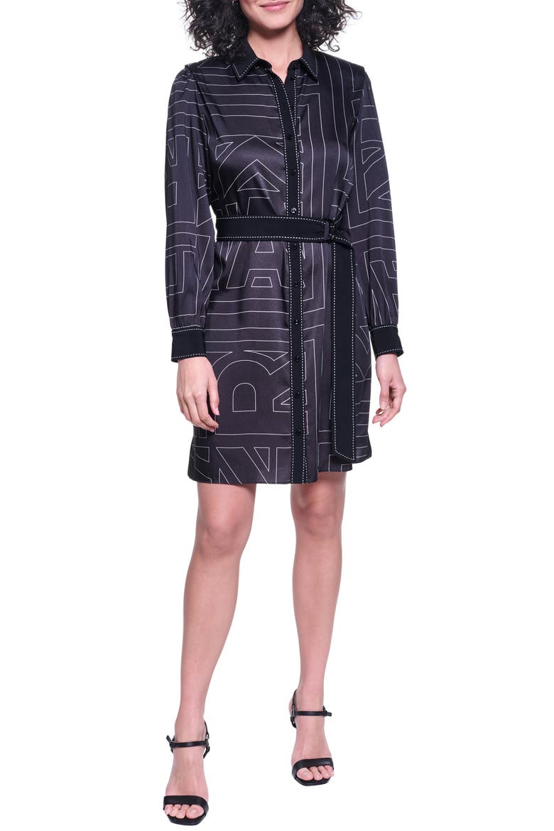 Printed Silky Crepe Long Sleeve Shirtdress