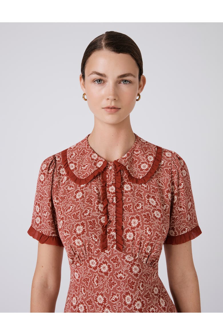 Taylor Floral Crepe Midi Tea Dress