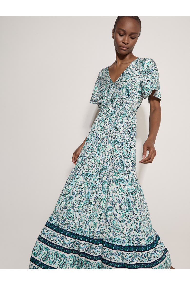 Paisley Border Angel Sleeve Dress