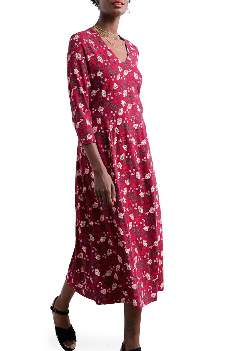 Nancy Floral Print Organic Cotton Blend Maxi Dress