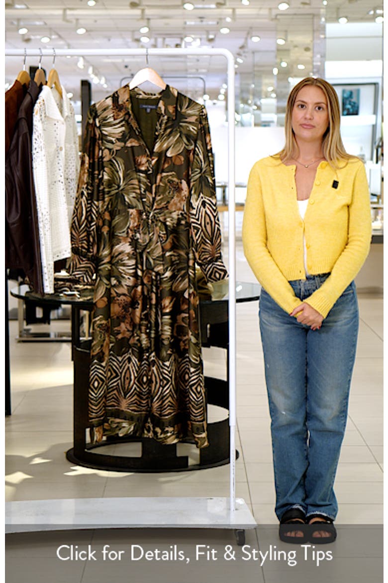 Print Long Sleeve Shirtdress