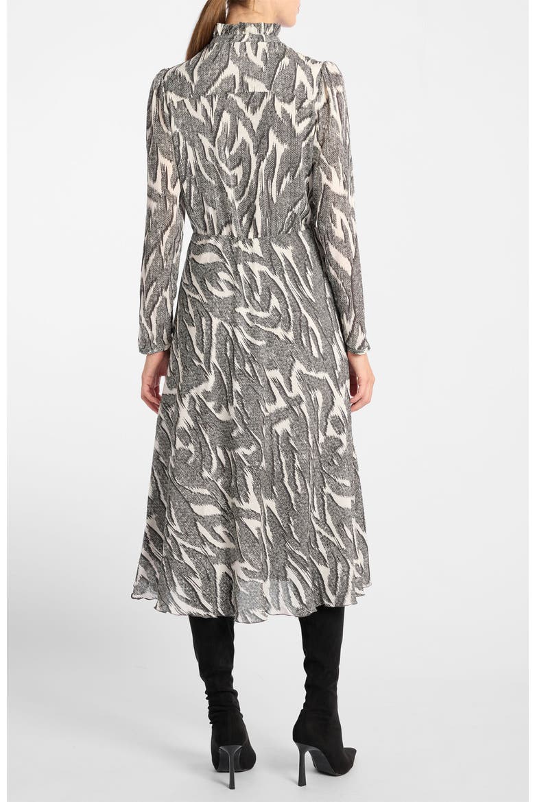 Irina Ruffle-Neck Buttoned Midi Dress