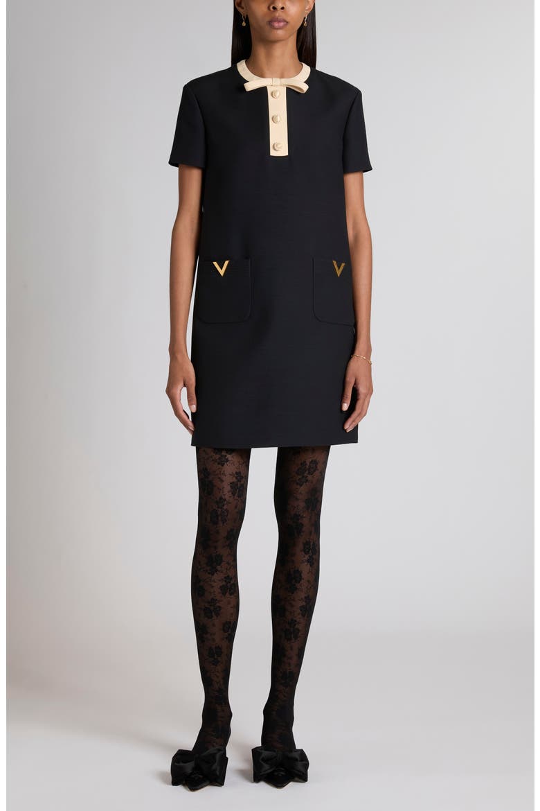 V-Detail Crepe Couture Minidress