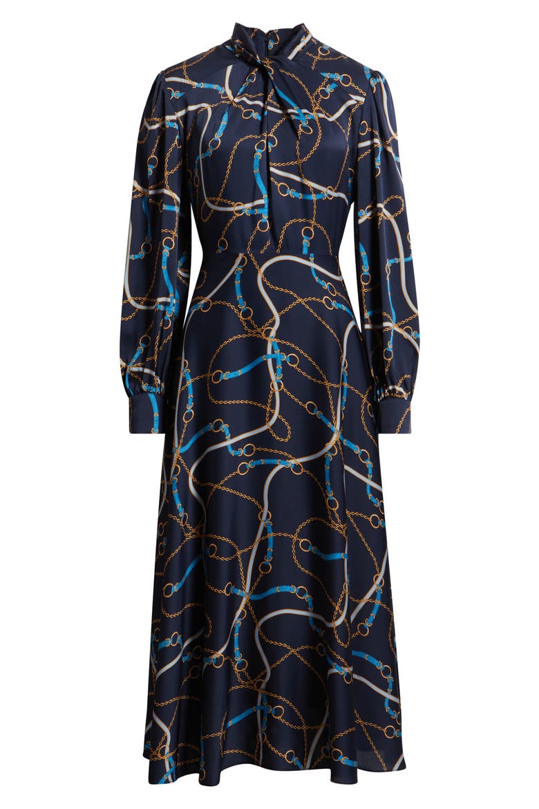 The Raquel Placed Floral Long Sleeve Silk Blend Dress