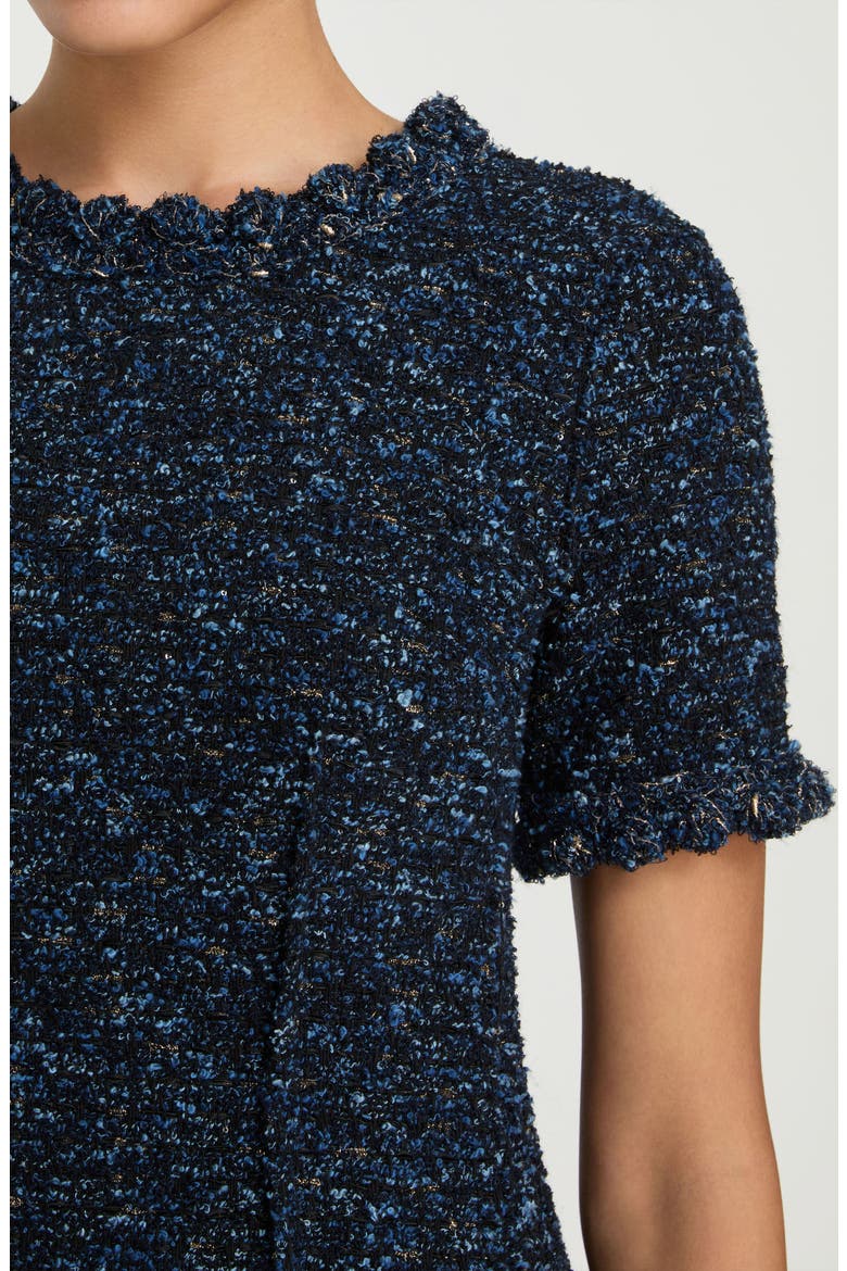 Cosmos Crochet Trim Bouclé Tweed Sheath Dress
