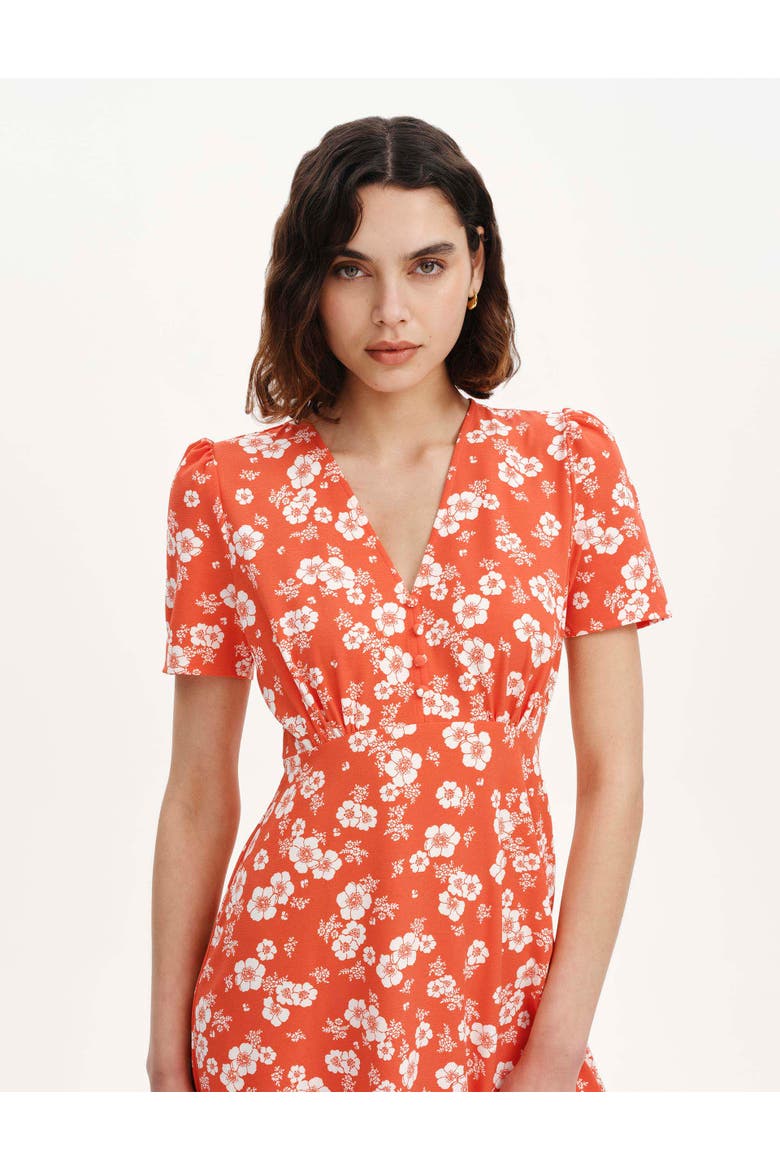 Nieve V-Neck Short Sleeve Midi Dress