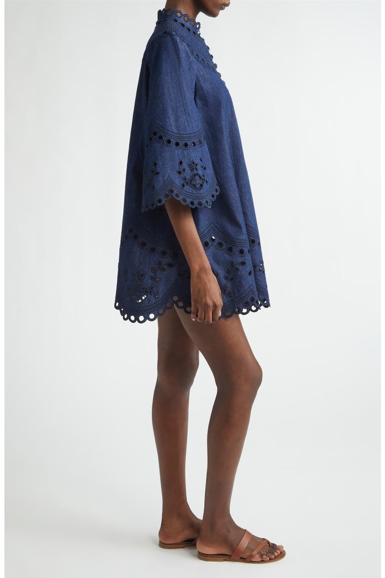 Mohan Broderie Anglaise Trim Denim Minidress