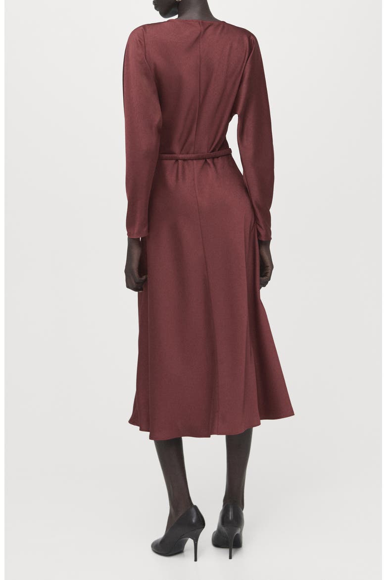 Long Sleeve Satin Midi Dress