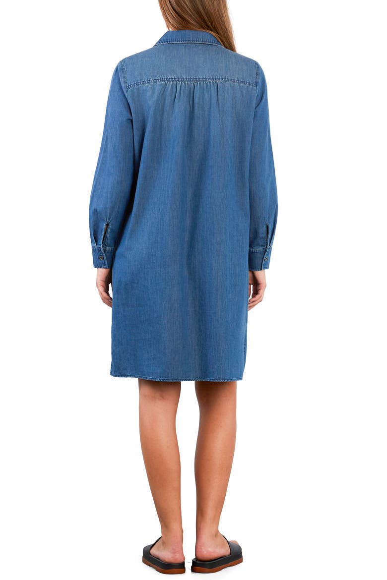 Kiss the Day Long Sleeve Denim Shirtdress