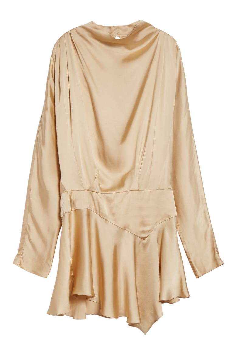 Neline Long Sleeve Asymmetric Satin Minidress