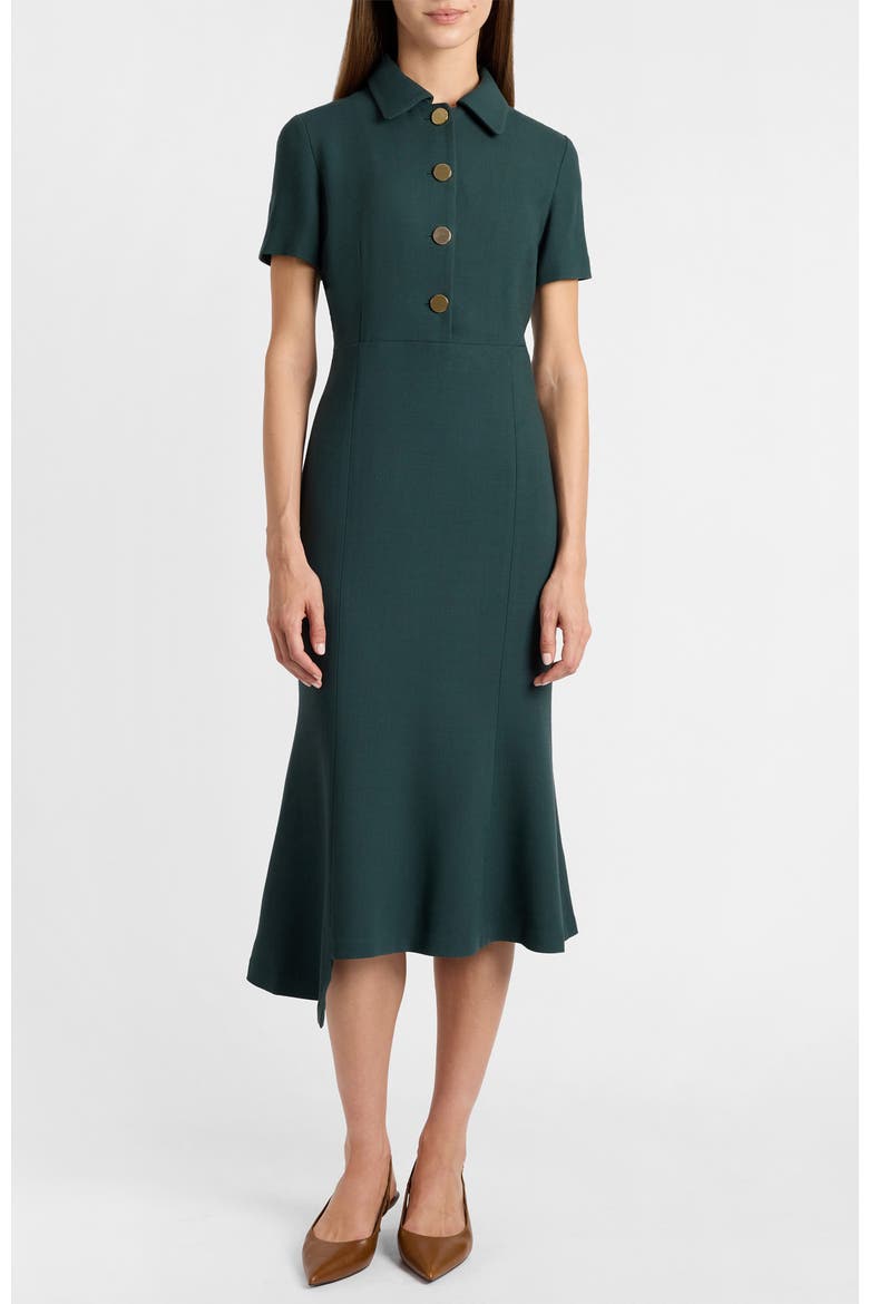 Sahara Short Sleeve Asymmetric Midi Twill Dress