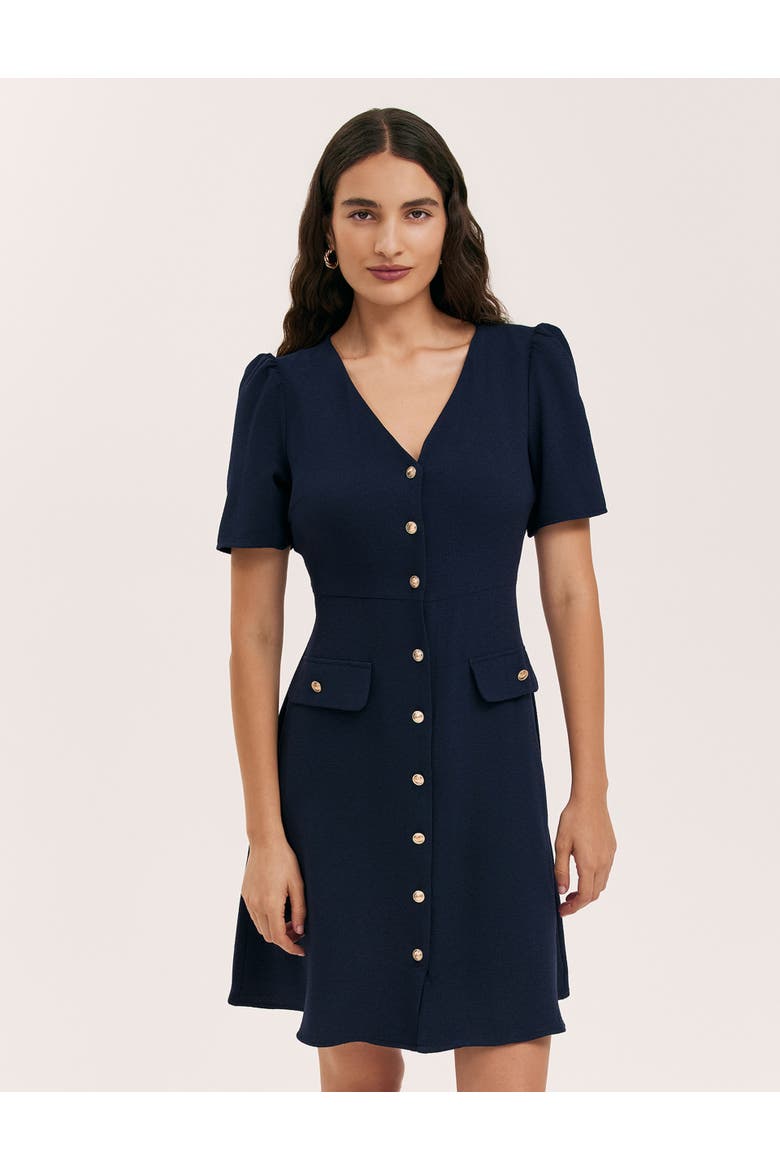 Lucille Crepe Button Front Mini Dress