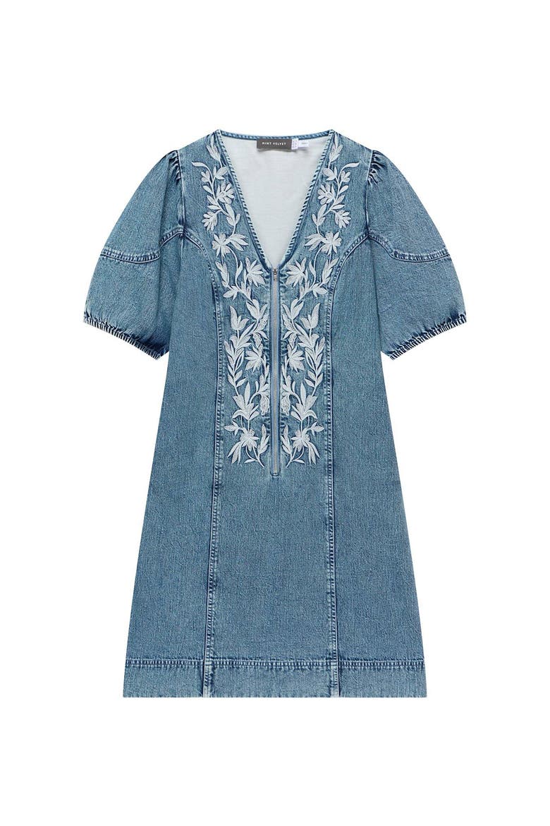 Embroidered Denim Mini Dress