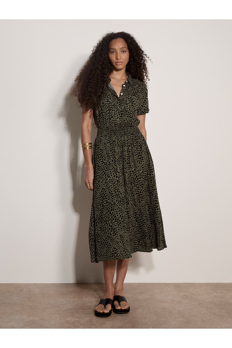 Mono Dense Spot Shirt Midi Dress