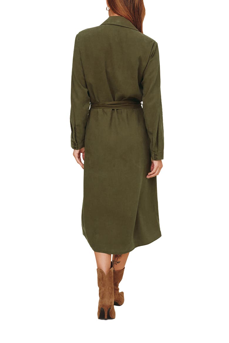 Tie Waist Long Sleeve Midi Dress